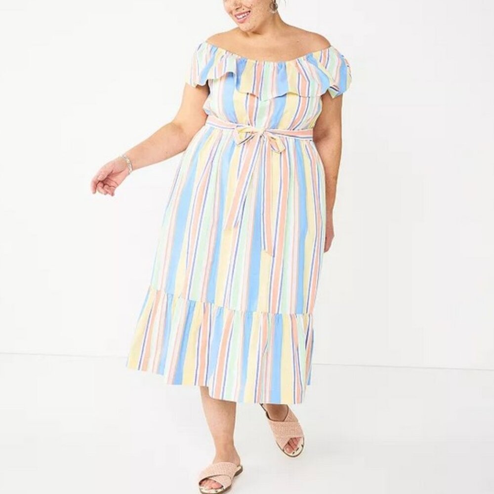 Draper James Off Shoulder Ruffle Sleeve Midi Dress 3X